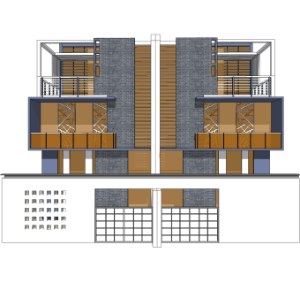 现代联排别墅skb文件，别墅su模型下载