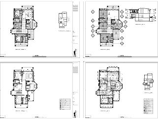 中山凯茵新城House C、D别墅户型图CAD施工图套图，别墅CAD建筑图纸下载