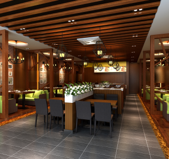  一套详细完整的快餐店设计施工图，快餐店CAD设计图纸下载