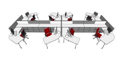 现代办公桌sketchup模型，办公桌草图大师模型下载