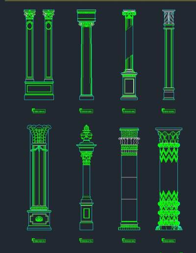 CAD柱装饰建筑详图，柱子CAD图纸下载