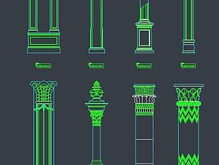 CAD柱装饰建筑详图，柱子CAD图纸下载