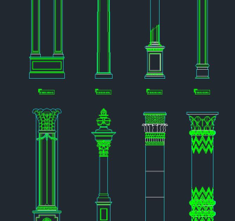 CAD柱装饰建筑详图，柱子CAD图纸下载
