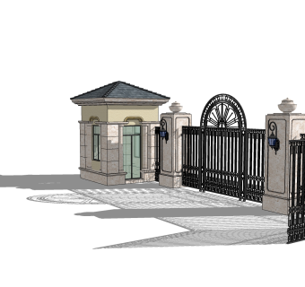 门卫亭草图大师模型， 门卫亭sketchup模型下载