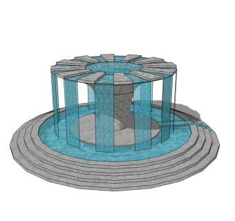 现代景观水景草图大师模型，景观水景sketchup模型下载