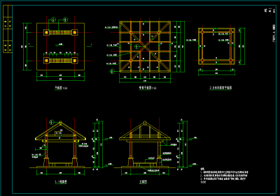 广场花架亭铁艺围墙cad施工图，花架亭cad景观亭下载