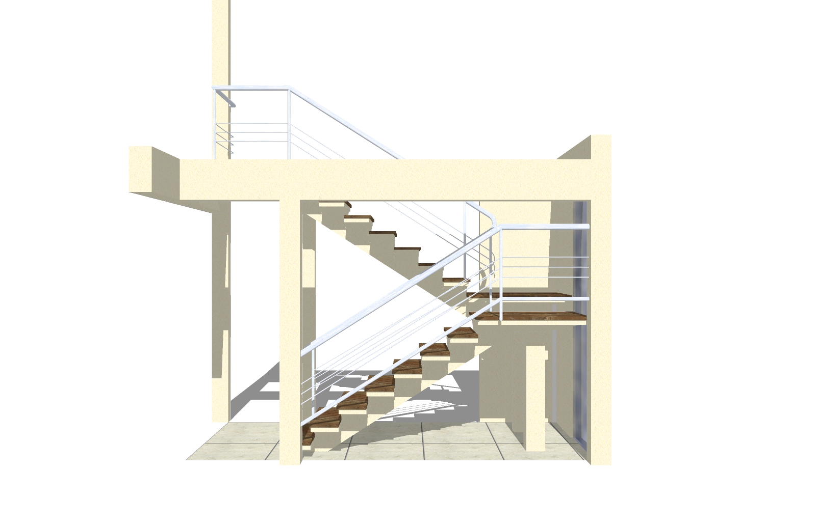 现代双跑平行楼梯草图大师模型双跑平行楼梯sketchup模型免费下载