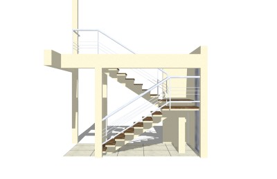 现代双跑平行楼梯草图大师模型，双跑平行楼梯sketchup模型免费下载