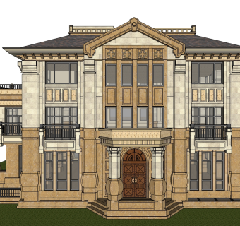 欧式别墅su模型下载、欧式别墅草图大师模型下载