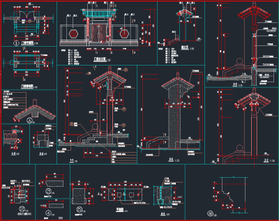 中式门楼节点CAD图纸，门楼CAD建筑图纸下载