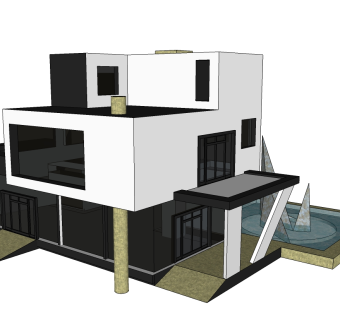 柯布西耶现代主义建筑草图大师模型下载