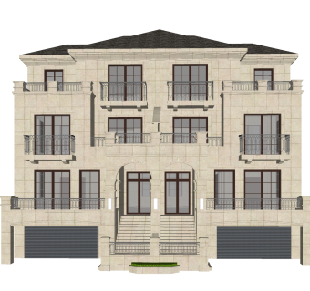 欧式别墅外观草图大师模型，别墅外观sketchup模型免费下载
