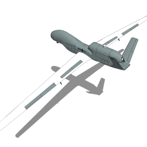 无人机RQ-4草图大师模型，无人机sketchup模型下载