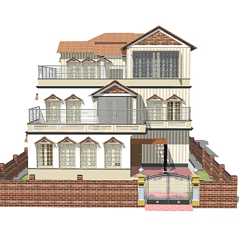 欧式别墅SU模型，别墅SKP模型下载