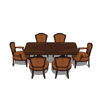 中式餐桌椅草图大师模型，餐桌椅skb文件下载