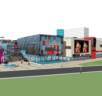 现代大型商场草图大师模型，商业综合体sketchup模型免费下载