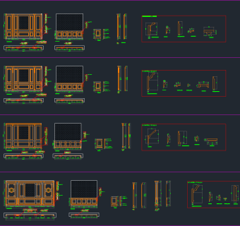 整木定制护墙板标准体系套件CAD图库，护墙板CAD施工图纸下载