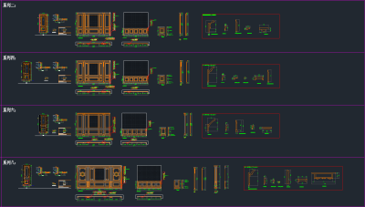 整木定制护墙板标准体系套件CAD图库，护墙板CAD施工图纸下载