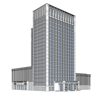 现代新古典酒店草图大师模型，新古典酒店sketchup模型免费下载