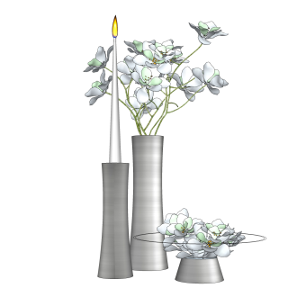 金属烛台花瓶摆件草图大师模型,现代装饰品su模型下载