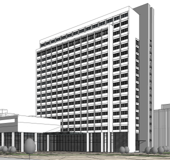 现代高层办公楼草图大师模型，高层办公楼sketchup模型免费下载