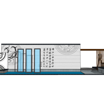 中式文化景墙草图大师模型skp模型，景墙sketchup模型skp文件分享