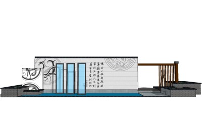 中式文化景墙草图大师模型skp模型，景墙sketchup模型skp文件分享