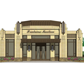 欧式售楼处建筑方案草图大师模型，建筑构件sketchup模型免费下载