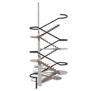 现代钢结构玻璃双跑平行楼梯草图大师模型，钢结构玻璃双跑平行楼梯sketchup模型免费下载