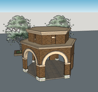 欧式小亭sketchup模型免费下载，凉亭skb模型分享