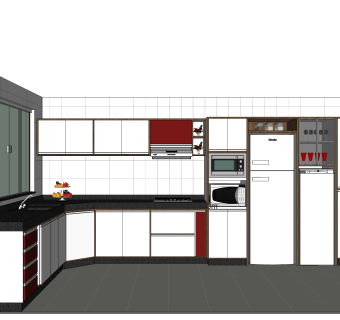 现代厨房柜免费su模型，厨房柜skp模型下载