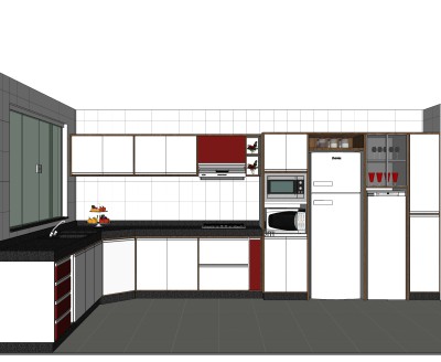 现代厨房柜免费su模型，厨房柜skp模型下载