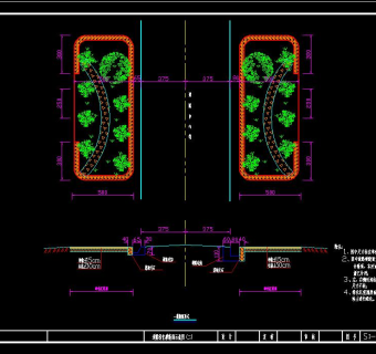 公路两侧绿化施工图，绿化带CAD施工方案
