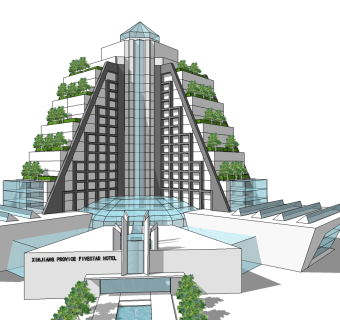 现代造型酒店草图大师模型下载、造型酒店su模型下载