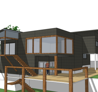 现代独栋别墅草图大师模型下载，独栋别墅sketchup模型