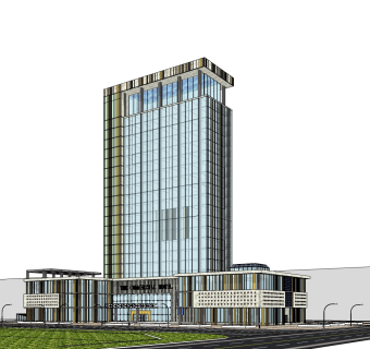 现代高层办公楼草图大师模型，高层办公楼sketchup模型免费下载