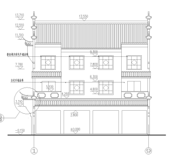 农村徽派马头墙住宅楼CAD施工图