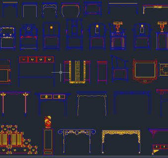 CAD图库中式家具素材下载、dwg文件中式家具素材下载