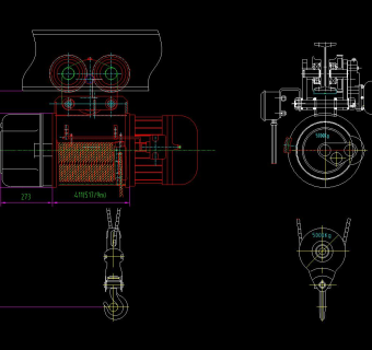 5吨电动葫芦外形图，电动葫芦外形CAD设计图纸下载
