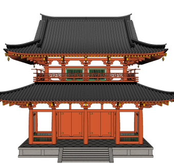 日式古建筑草图大师模型下载、日式古建筑su模型下载