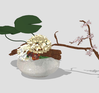  现代花瓶摆件草图大师模型，花瓶sketchup模型下载
