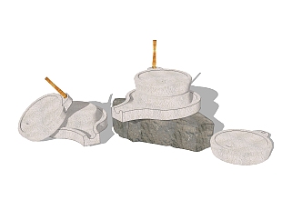 现代石制石磨草图大师模型，石磨sketchup模型下载
