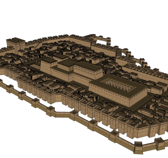 欧式古典城市规划免费su模型下载、古典城市规划草图大师模型下载