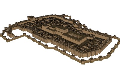 欧式古典城市规划免费su模型下载、古典城市规划草图大师模型下载