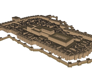 欧式古典城市规划免费su模型下载、古典城市规划草图大师模型下载