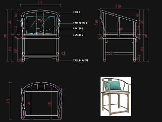 新中式椅子CAD图纸