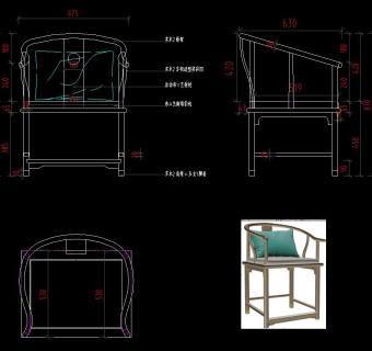 新中式椅子CAD图纸