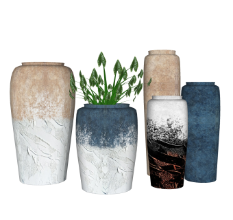 粗陶花瓶摆件草图大师模型,现代装饰品su模型下载