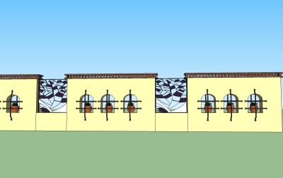 现代围墙围栏草图大师模型，围墙sketchup模型skp模型下载