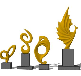 现代抽象雕塑su模型,摆件草图大师模型下载